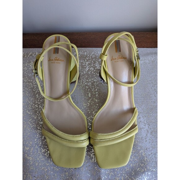 Sam Edelman LIME GREEN Women's US 8M/ EU38 Kia Kiwi Leather Block Heel Sandals - Picture 2 of 11